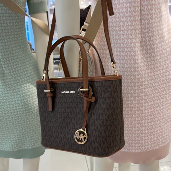 Michael Kors Jet Set Travel XS Carryall Tote Top Zip Tote Brown - Picture 13 of 16